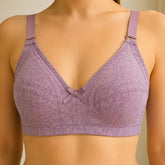 Poppy Women's Non-Padded Wireless Cotton Bra – Full Coverage Everyday Support Comfort Lingerie (Lilac)
