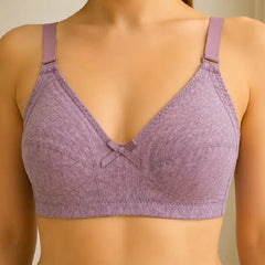 Poppy Women's Non-Padded Wireless Cotton Bra – Full Coverage Everyday Support Comfort Lingerie (Lilac)