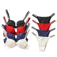 Hot Red Lingerie Set for Women | Push-Up Padded Bra and Thong with Embroidery | Trending Intimates 2025