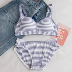 Padded Bra and Panty Set | Soft Cotton Striped Lingerie for Everyday Comfort