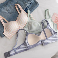 Padded Bra and Panty Set | Soft Cotton Striped Lingerie for Everyday Comfort