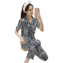 Navy Blue Striped Women's Nightwear Set | Comfy & Chic Sleepwear