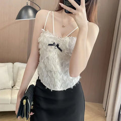 Crop Top for Women | Back Bow Heart Sweet Tank Top | Slim Fit Stylish Versatile Top