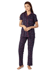 Women's Sleepwear Cotton Button-Down Night Suit