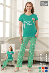 Printed Cotton Night Siut Half Sleeves For Women