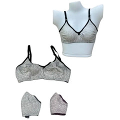 Printed Cotton Wireless Bras for Women | Soft, Breathable, Everyday Comfort | Adjustable Straps | Queen Collection