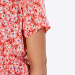 Shapewear 2 Pcs Cotton Printed TOP & PJ SET- Peach