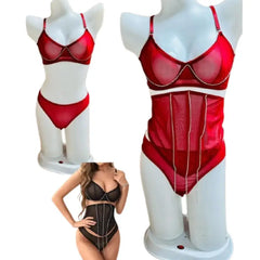 Sexy 2-Piece Lingerie Set for Women | Mesh Transparent Bra & Panty Set | Sensual Intimates