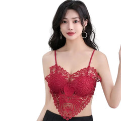 Sexy Lace Crop Top in Red | Deep V Spaghetti Strap Top for Club, Party, Date Night