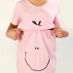 Shapewear Made For Moms Feeding Night Shirt-Pink