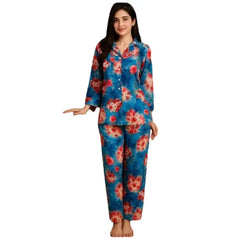 Soft Nightsuit Cotton Pajama Set for Women | Long Sleeve Sleepwear with Stylish Prints