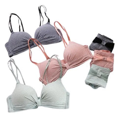 Trendy Gingham Lingerie Set for Women | Push-Up Bra & High-Waist Panty | Sexy Checkered Underwear | Soft, Comfortable & Stylish