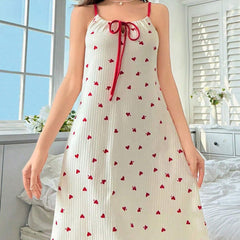 Women's Loungewear Nightgown Fashion Casual Soft Heart Patchwork Dress Home Vacation Sleeveless Square Neck Blue Black Pink Red Summer Spring Regular Fit