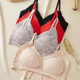 Women's Floral Lace Bralette | Soft Padded Wireless Bra Top