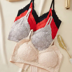 Women's Floral Lace Bralette | Soft Padded Wireless Bra Top