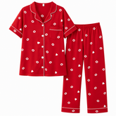 Women’s Printed Cotton Pajama Set – Soft Button Down Night Suit for Women