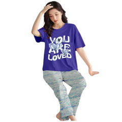 Women's Printed Pajama Set | 'You Are Loved' Cotton Top & Comfy Pants