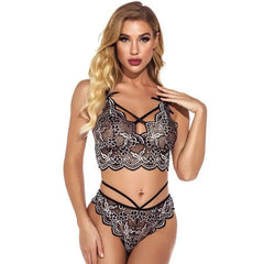 Women’s Lace Lingerie Set | Sexy Strappy Bralette & High-Waist Panty | Intimate Wear