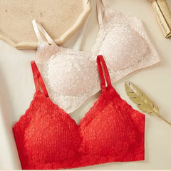 Women's Floral Lace Bralette | Soft Padded Wireless Bra Top