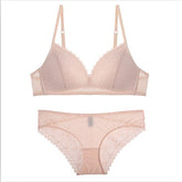 CINOON Brand Sexy Lace Lingerie Simple Comfortable Thin Cotton Cup Underwear Bra Set Section Gathered Bralette