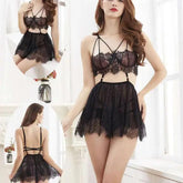Hot Sale Sensual Lace Bandage Bra Night Dress For Women Mature