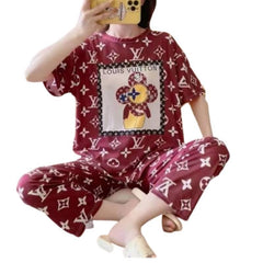 Women's cotton printed night suit set online in Pakistan