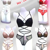 Women's Cut Out Lingerie Bra and Panty Set Mesh Lace Sexy Two Piece Lingerie Set