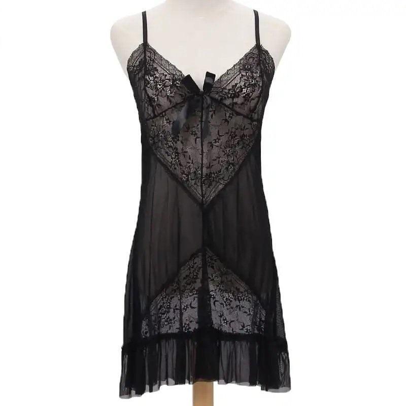 Black Women Sexy Hot Nighty 2Pc Babydoll transparent Net