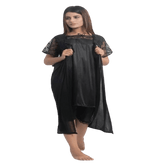 Bridal 6 Pc Stylish Gown Black Nighty Set