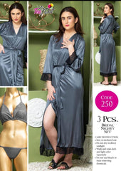 Bridal Nighty Set Women Silk Nighty Set 3Pcs Nightwear Set for Women