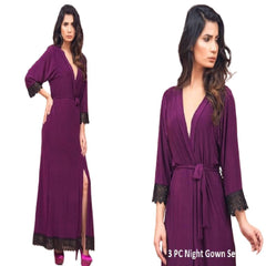 Bridal Nighty Set Women Sleepwear with Bra Panty Set Long Nightwear for Ladies