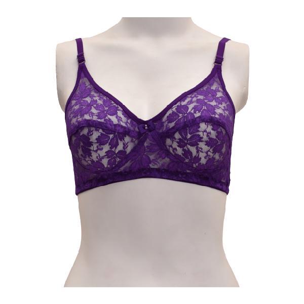 Buy Embrace Lace Non Padded Non Wired 3/4th Cup Bridal Wear Medium coverage  Lace Bralette - Purple Online