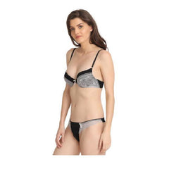 Corded Lace Demi Cup Bra With Hipster Brief