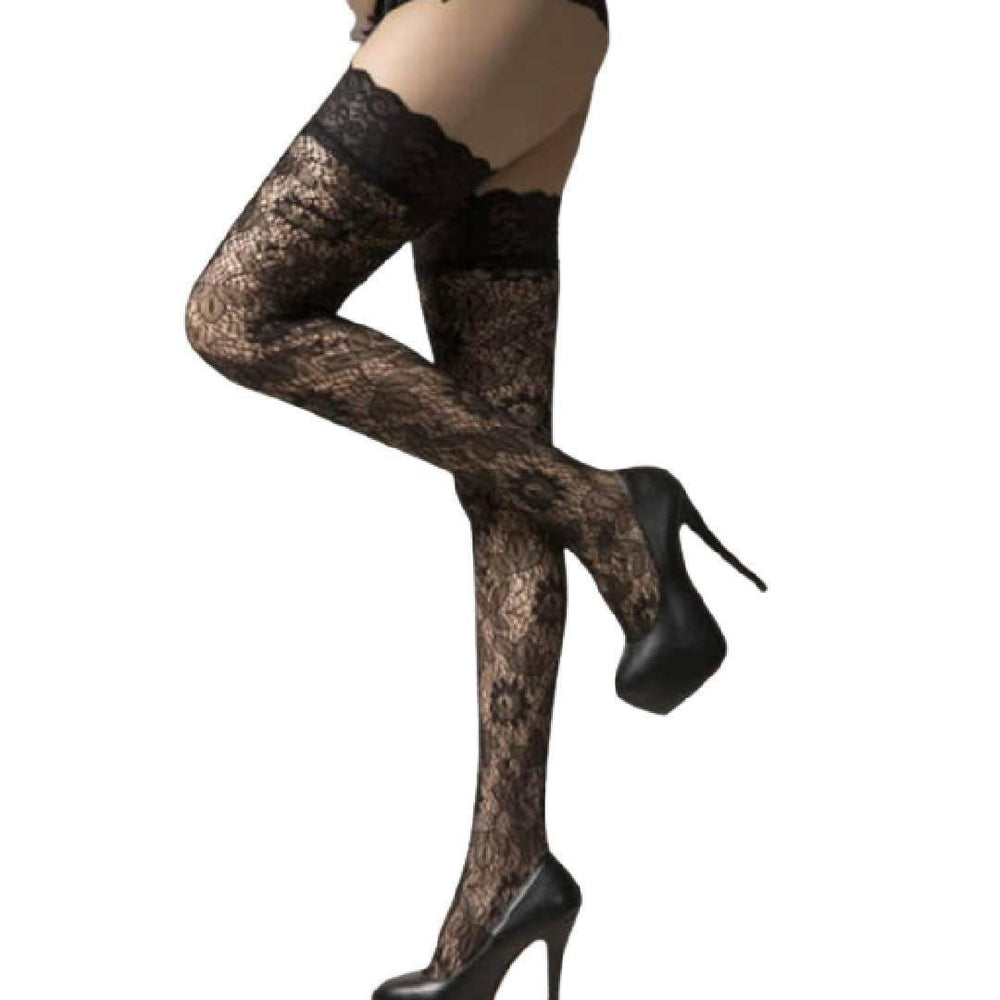 Floral Thigh High Mesh Stockings Hot Sheer Tight Slim Net Lace Stockings For Women