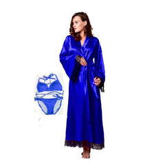 Full Length Nightgown and Robe set 3Pc Nighty Dress for Bridal Silk Nightwear