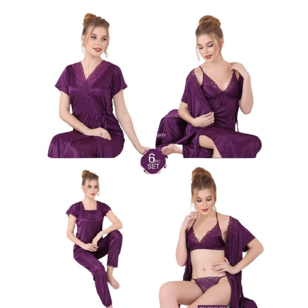 Honeymoon Nighty Women Nightwear 6 Pcs Bridal Nighty Set Women Sleepwear