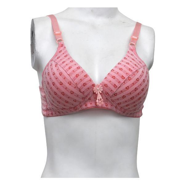 Ladies Full Cup Wire-Free Bra Twinkling Hearts Single Padded Soft Bra For Women