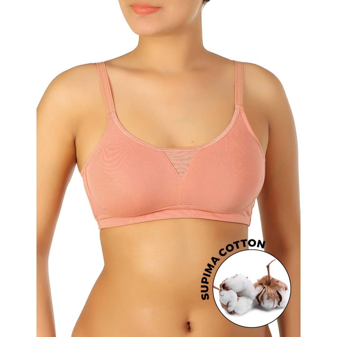 Enamor Perfect Coverage Supima Cotton T-Shirt Bra For Everyday Comfort -  Padded, Non-Wired Bra & Medium Coverage Bra | A039 | Trailing Flora - 32D