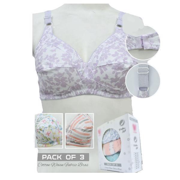 Buy Bridal Bra & Panty Set (Pack of 3 Random Colors) with Net