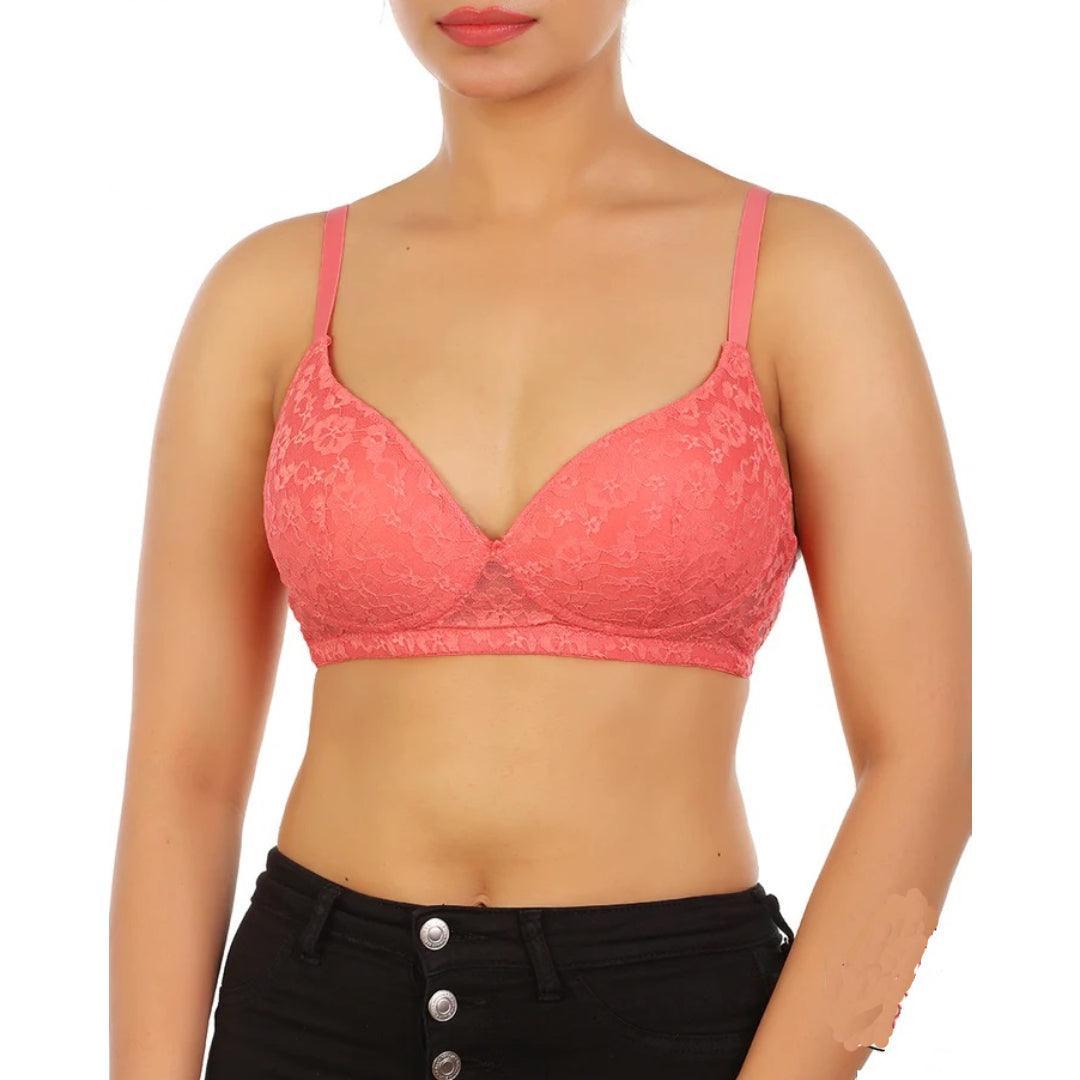 Soft Padded Push-Up Bra with Adjustable Straps Multi Floral Cut