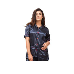 Plain Black Silk Nightdress For Women | Front Open Bridal Silk Nightwear | Loungwear For Girls