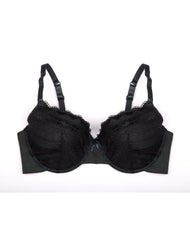 Plus Size Shiny Microfiber & Lace Molded Cup Bra Set