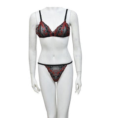 Stylish Bra for Honeymoon See Through Embroidered Bra Panty Set