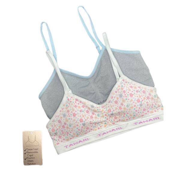 NWT Tahari Girl 2 pack Size SMALL 24-26 Youth Pull over Soft Sport Bras 6-7  