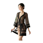 Transparent Net Robe Nightgown+Panty