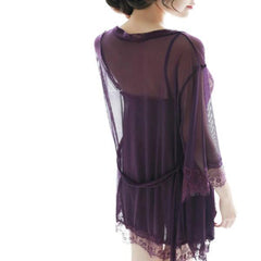 Transparent Nighty with Panty 3Pc Beautiful Lace Gown Nightwear For Women