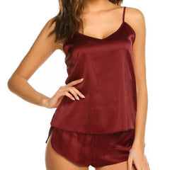 Women Cami Set | Silk Camisole Shorts Set Sleepwear For Women