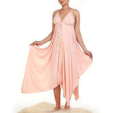 Women Long Nighty 2 Piece Extra Flare Triangle Cup and Sleeveless Nighty Peach