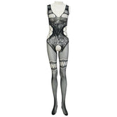 Women's Lingerie Full Bodystocking | Full Net Semi Transparent Bodystocking- Black