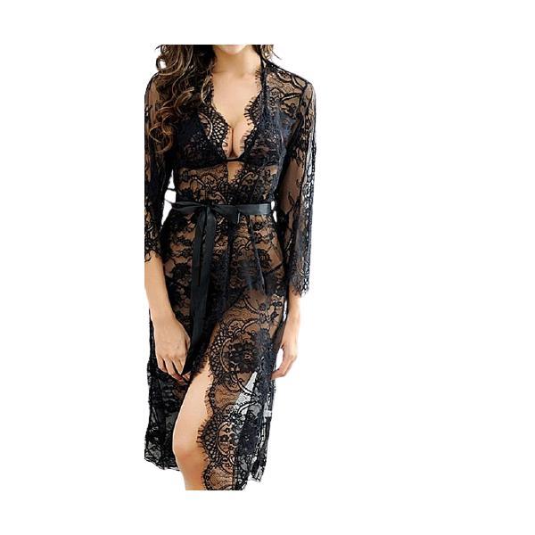 Women's Sexy Transparent lace Robe Lingerie with Bikini